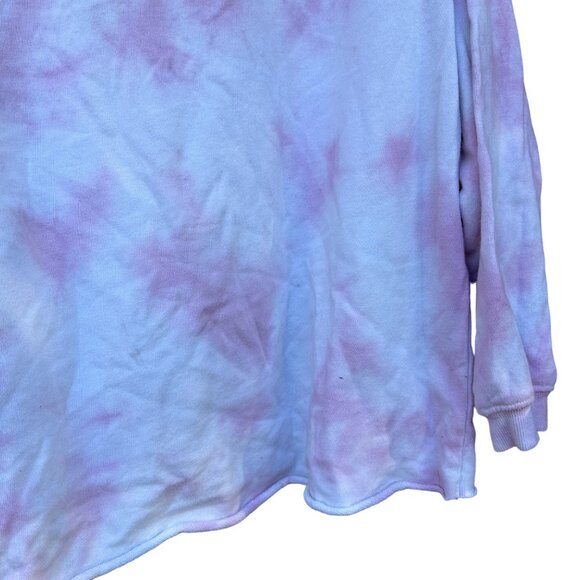Mighty Fine “Je T’aime” Pink Tie Dye Oversized Crop Sweatshirt Size XS - Picture 11 of 12